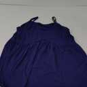Vrtige Women's Spaghetti Strap Crewneck Pleated Ruffle Hem Sleeveless Cami Tank Peplum Top Navy Blue, Large