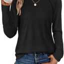 ATHMILE Long Sleeve Shirts for Women Fall Outfit 2026 Fashion Casual T Shirt Round Neck Basic Loose Tunic Tops, L