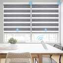 Grandekor Motorized Zebra Blinds with Remote Control, Smart Blinds Custom Size Automatic Blinds for Windows, Electric Zebra Shades, Hemp Grey, 23" Wx72 H (23"W x 72"H)