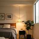 Pendant Lights Kitchen Island, Boho Rattan Hanging Lamp with Handwoven Spherical Shade, Hardwired Chandelier Pendant Light Fixture for Dining Room, Bedroom, Hallway, Entryway (1 Pack)