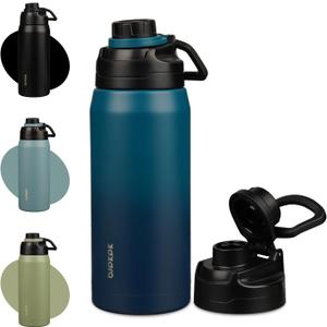 BJPKPK 36oz Insulated Water Bottle,Stainless Steel Bottles with Leakproof Spout Lid,Large Water Jug Wide Mouth,Keep Drinks Cold and Hot,Sea