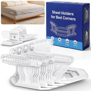 Sheet Holders, 8Pcs Secure Bed Sheet Holders for Corners & Sides with Heavy Duty Bed Lock, Keep Sheets Firm & Tight, No More Loose Bedding, Universal Fit, Easy Installation
