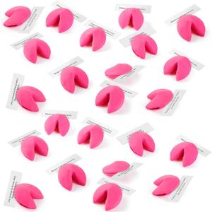 Zhanmai Set of 48 Hot Pink Fortune Cookie Erasers Mini Funny Cute Fortune Cookie Erasers with a Positive Message for Lunar New Year, Valentine's Day, St. Patrick's Day Party Favors
