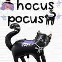 HOUSE OF PARTY Hocus Pocus Halloween Banner & Black Cat Balloon - Perfect Indoor Halloween Party Decoration with Witch & Black Cat Designs - Ideal for Mantle and Hocus Pocus Party Decorations, Pack Of 3