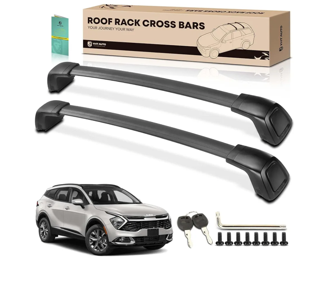 YHTAUTO Car Roof Rack Cross Bar Compatible with Kia Sportage 2023 2024 w/Flush Rails, 165 Lbs Aluminum Alloy Cargo Bar for Rooftop Tent Kayak Bike Luggage Snowboard Ski Board Canoe