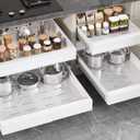 4 Pack Pull Out Cabinet Organizer 22" Deep,Full Extension 3 Slide Rails Slide Out Drawers With Raising Pad for Framed Cabinets,Expandable Width (12.3"-20.5"),No Drill Roll Out shelf,White