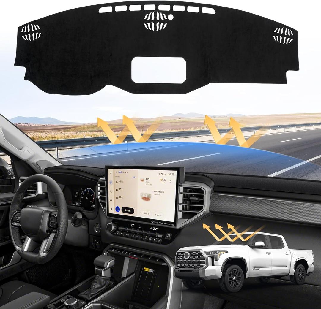 Dash Cover for 2026 2025 2024 2023 2022 Toyota Tundra Dashboard Cover Mat for Tundra Accessories Sun Shade Tundra Suede Dash Mat Nonslip Mesh Protector No Glare