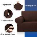 KEKUOU Stretch Sofa Cover Slipcover Couch Covers for 3 Cushion Couch Sofa pet Friendly (78"-94") Furniture Protector Sofa with Elastic Bottom for Kids,Dog, Jacquard Small Checked(Large,Chocolate)