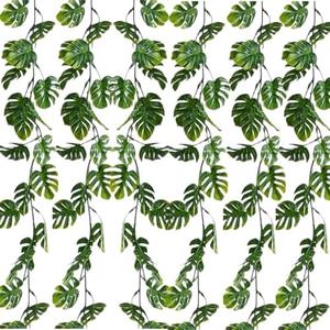 Zeyune 5.9 ft Artificial Monstera Leaf Vines Fake Hanging Plant Ivy Tropical Palm Leaves Greenery Garland Monstera Faux Vines for Wedding Party Outdoor Decor Garden Porch Jungle Hawaiian Beach(6 Pcs)