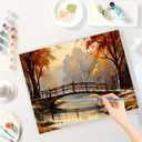 Golden Fall Scene Paint by Numbers Kit for Adults - DIY Landscape Painting on Canvas, Acrylic Paint Set, Suitable for Beginners, Art for Home Decoration or Gifts(16X20IN Framed)