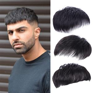 Men Short Toppers Hairpiece Real Human Hair Clip in Hair Pieces for Covering White Loss Hair Toupee 16x18cm Hand Made Natural Style