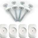 Baby Gate Extender Extention-4 Pack M8 (8MM) Baby and Pet Safety Stair Gate Threaded Spindle Rods Replacement Parts Bundle with Wall Protector (Round-White-4 Pack)