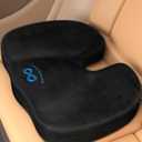 Everlasting Comfort Memory Foam Car Seat Cushion - Tailbone Pain Relief, Driving Seat Cushion for Short People - Office, Wheelchair, Gaming Chair, Travel - Non-Slip, Washable Cover