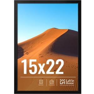 LaVie Home 15x22 Picture Frame for Wall Display, 15x22 Black Picture Frame with HD Plexiglas, 15 x 22 Frame 1 Pack, Display Frame for Vertical or Horizontal, Classic Collection