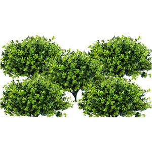 ColoPlay 20 Bundles Artificial Greenery Boxwood Plants, Fake Plant for Garden Porch, Window Box, Home Wedding, Farmhouse, and Indoor Outdoor Decoration