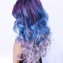Swiking Purple Long Curly Ombre Wigs for Women Purple Mixed Blue Wavy Synthetic Hair Colorful Cosplay Halloween Costume Wigs