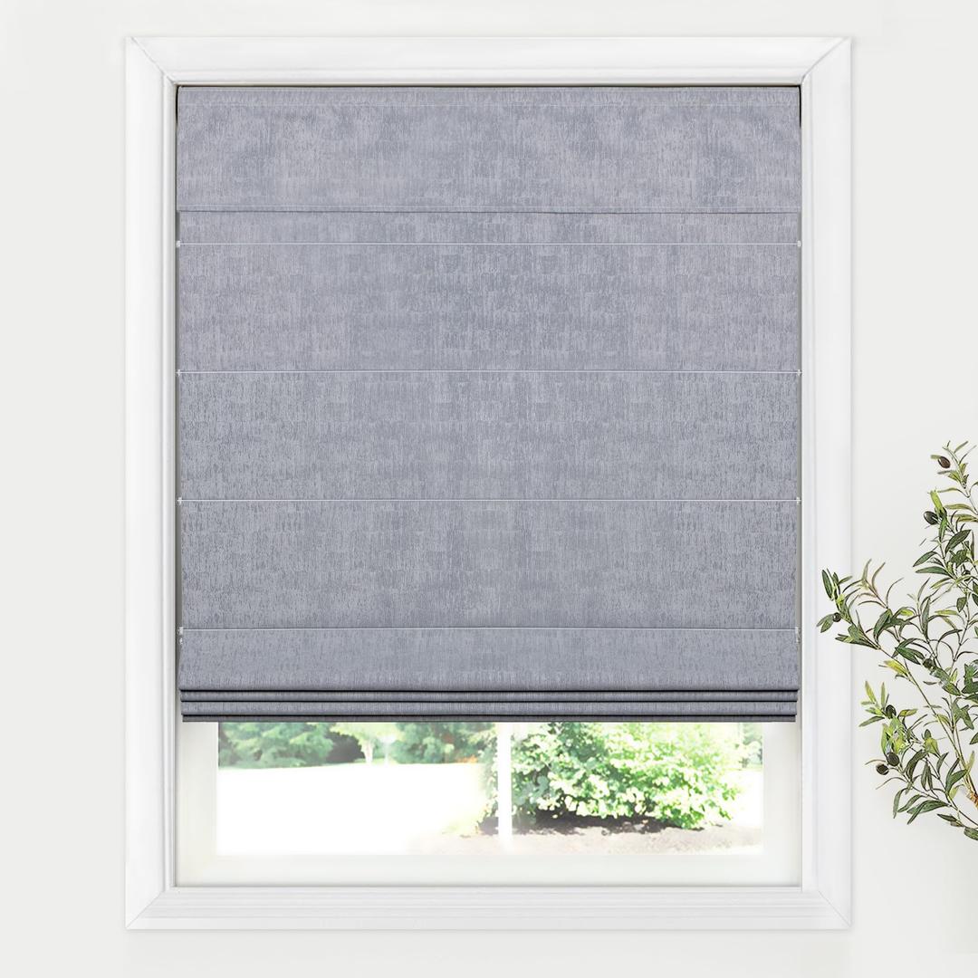 LazBlinds Cordless Roman Shades for Windows, 32" W × 60" H, Grey