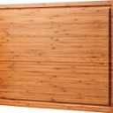 24"x18" Bamboo Cutting Boards, XXL Charcuterie Cheese Platter Serving Tray with Handles and Juice Grooves, Solid Structure, Slim, Durable, Reversible (24"L x 18"W, Brown)