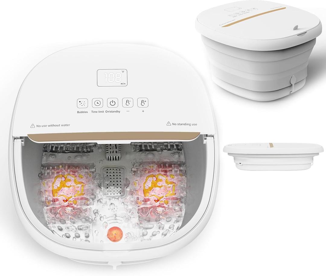 Ftsaong 
Pedicure Tub with Heat, Massage and Bubbles, Foot Spa Massager with 8 Rollers, Temperature Control Foot Spa with Red Light, Whirlpool for Feet, Electric Foot Massager Foldable
