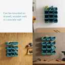 Navaris Storage Bins - Interlocking Plastic Van Boxes - Wall Mounted Compartments for Screws Nails Small Tool Parts - Workshop Garage Drawer Shed Organiser - 12 Bins & 3 Rails