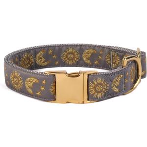 Pet, Moons Stars Suns Dog Collar Cat Collar, Multiple Designs Crescent Celestial Dog Cat Collar Leash Harness Medium (Pack of 1)