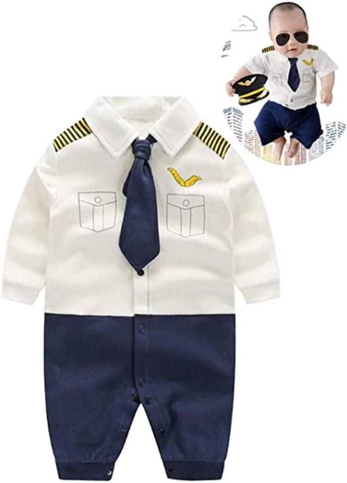 FANCYBABY Baby Pilot For Boys Girls Halloween Uniform Cosplay Romper Costume Outfit (6 to 9 Months, Long Sleeves)