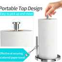 Paper Towel Holder Countertop, Standing Paper Roll Holder with Anti Slip Weighted Base, Stainless Steel Freestanding Paper Towel Holder for Kitchen, Chrome