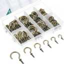 105 Pcs Screw Hooks, 6 Sizes Bronze Cup Hooks, Screw Hooks for Hanging, Metal Cup Hooks Screw in (1/2", 5/8", 3/4", 7/8", 1'', 1-1/4")