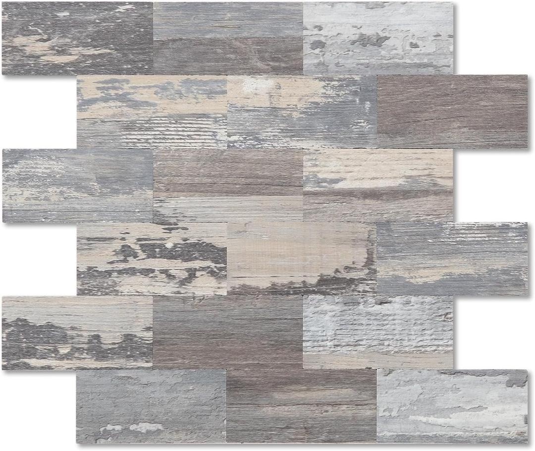 2026 New Upgrade Peel and Stick Backsplash Tile, Peel and Stick 11.34" X 11.57" Wall Tile for Kitchen, Bathroom, Fireplace, Laundry (Light Rustic, 1 Pack)