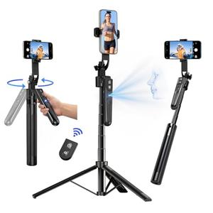 Auto Face Tracking Tripod 360° Rotation with Stand, 70.9" Motion Sensor Phone Tripod Stand, No App, Gesture Control, Smart Face Body Auto Tracking Selfie Stick Tripods for Video Record/Live Streaming