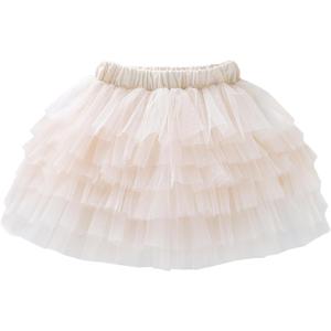LYSMuch 12M-4T Baby Girl Tulle Skirt Toddler Tutu Skirt Six-Layer Birthday Outfit (18-24 Months, Beige)