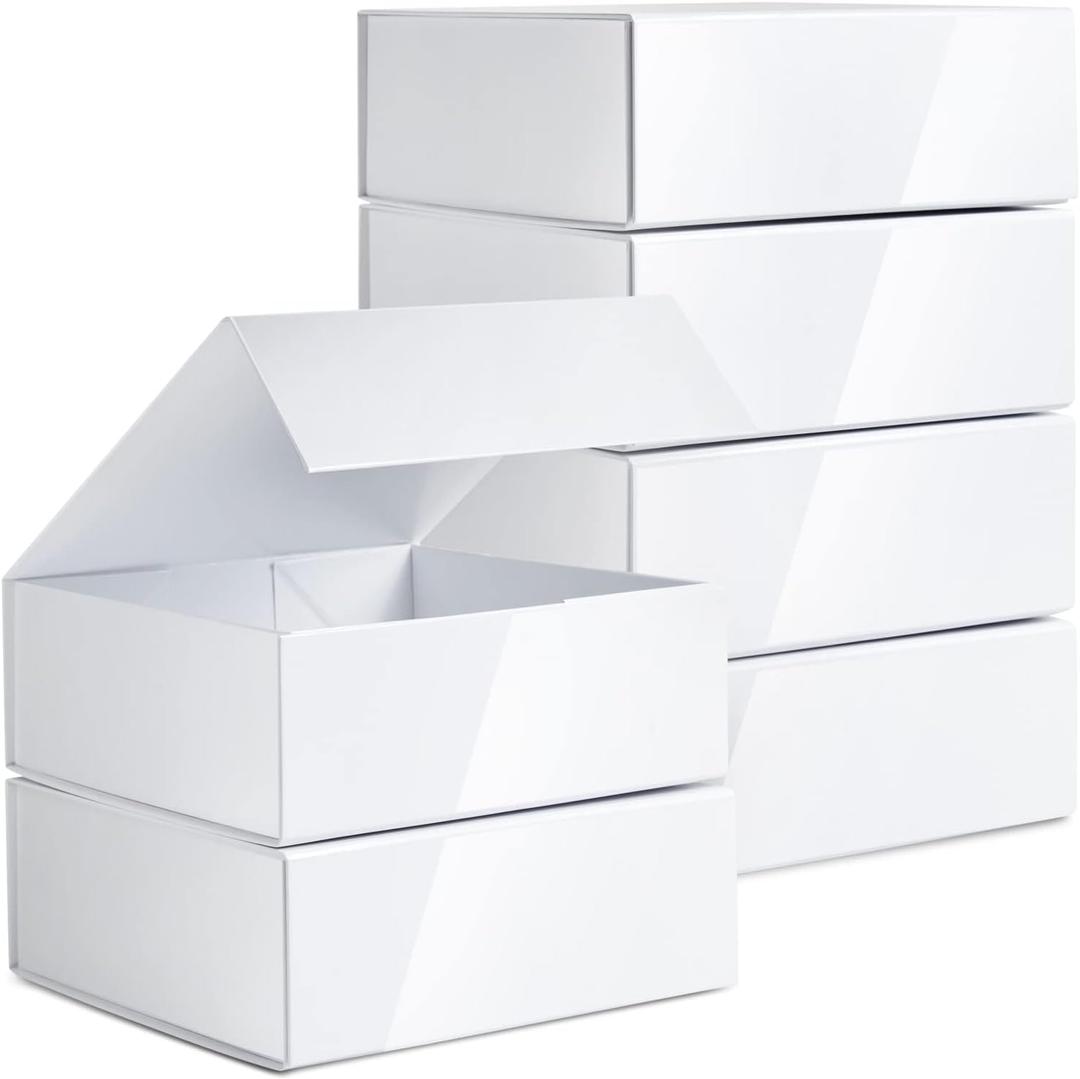 Stockroom Plus Bridesmaid Proposal Box Set - 6-Pack Glossy White Magnetic, 9.5 x 9.5 x 3.5 In - Bridal & Groomsmen Gift Box with Lid