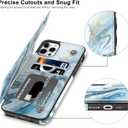 LETO for iPhone 13 Pro Max Case,Flip Folio Leather Wallet Cover with Fashion Designs for Girls Women,Card Slots Kickstand Protective Phone Shell 6.7" Opal Blue Marble