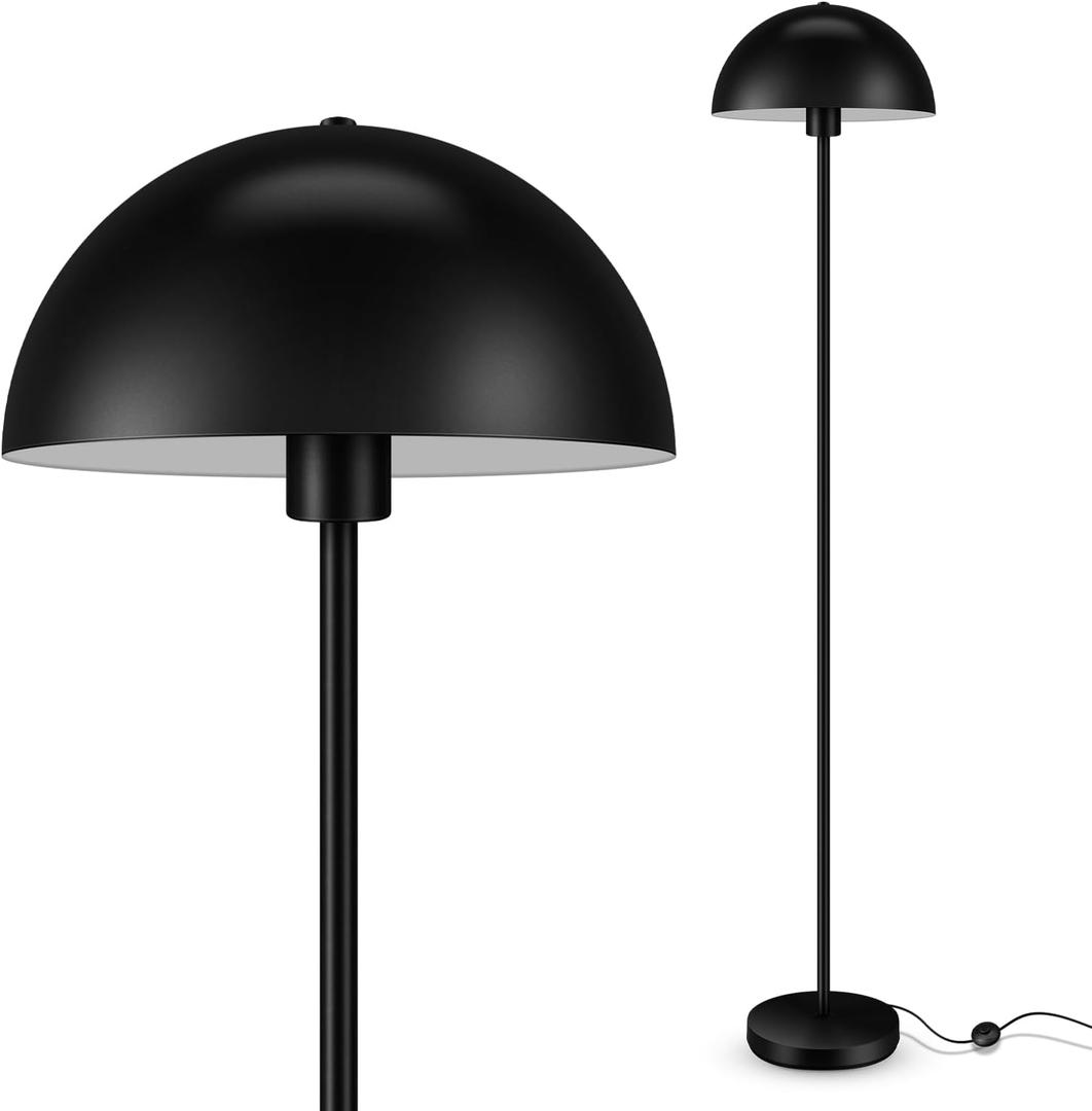 Industrial Floor Lamp, Floor Lamp for Living Room, 66Inch Tall Modern Standing Lamp, Black Stand Up Lamp with Metal Dome Shade, Mid Century Corner Reading Lamp for Bedroom Office Nursery Room, NO BULB