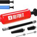 SPORTBIT Ballpump for Sports Balls - Basketball Pump for Sport Balls - Football & Soccer, Basketball, Volleyball Pump, Swim Inflatables - Hand Air Pump with 3 Needles, Nozzle, Extension Hose, Pouch
