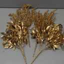 CATTREE Artificial Gold Plants, Plastic Leaves Golden 4 Pack, Fake Grass Faux Shrubs Bushes for Home Indoor Outdoor Garden Leaf Wedding Christmas Festival Decoration Hall Table Planter Filler