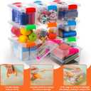 Suzile 10 Packs 7.5 Qt Toy Handle Storage Bins with Lids Clear Plastic Bins 5 Colors Handle Stackable Storage Containers with Labels Markers for Office Home School Supplies Organization