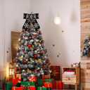 4 Inch Black Velvet Wired Ribbon 10 Yards Snowflake Metallic Crushed Velvet Christmas Ribbon for Gift Wrapping Christmas Tree Decoration Crafts Wreaths Supplies-Continuous (Black, 4"-10 Yard)