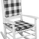 Klear Vu Porch Rocking Chair Cushion Set for Indoor and Outdoor Use, Assembled in The USA, Easy to Clean Stylish Seat and Back Pads with Fabric Ties, 20" x 17" x 2", Jurby Black/White