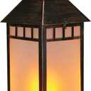 18'' Glass Solar Lantern Outdoor Waterproof, Large Hanging Solar Lanterns with Flickering Flame Lights, Metal Outdoor Lantern Decorative for Patio Garden Backyard Tabletop Mothers Day Gifts Mom