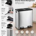 Step N' Sort The 18.5 Gallon Extra Large Capacity, Soft-Step, Dual Trash and Recycling Bin with Removable Inner Bins, Silver