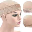 Wig Grip Cap for Women Wig Grip Bands with Cap 2-in-1 Adjustable Comfortable Wig Caps for Lace Front Wig (Beige)