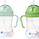 b.box Sippy Cup with Weighted Straw (2-Pack). Leak Proof, Easy Grip. BPA Free & Dishwasher Safe. Ideal for Babies 6m+ to Toddlers (pistachio + apple, 8oz)