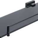 Alise Bathroom Shelves Glass Shelf with Guard Bar Wall Mount,Floating Shelves for Bathroom,SUS 304 Stainless Steel Tempered Glass Rack Holder Storage Organizer,GOY380X130-B Black (380x130mm)