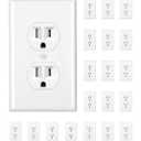 [20-Pack] DEWENWILS Duplex Receptacle Outlet, 15Amp/125V, Tamper Resistant, Wall Plates Included, UL Listed, Standard Wall Outlet, White