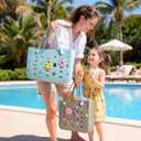 BAGSMART Beach Bag for Women, Water-resistant Rubber Tote Bag, Sandproof Vacation Essentials for Summer Swim Cruise Pool