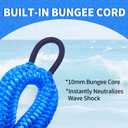 2-Pack Bungee Dock Lines for Boats with Loops, Boat Tie Downs for Docking, Adjustable Boat Mooring Rope for Pontoon, Jon Boat & PWC (Blue, 4 FT)