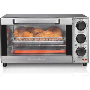 Hamilton Beach 4 Slice Countertop Air Fryer Toaster Oven Combo, Fits 9” Pizza, 4 Slice Capacity,