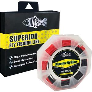 Riverruns Sink Tip Fly Fishing Line - Diving Tip Sinking Line Weight Forward Taper Ideal for Freshwater Saltwater(Black+Red, WF5FS/ S-90ft)
