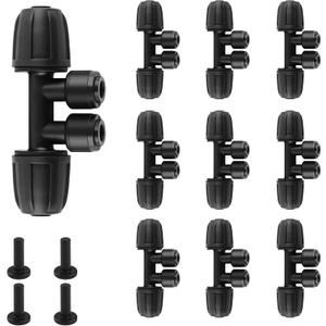 Kalolary 10PCS 5/16'' to 1/4'' Drip Irrigation Fittings,Push-to-Connect 4 Way Drip Irrigation Part Barbed Tee Connectors with 4PCS Plugs, Anti-Leak Locked Splitter Fitting for 5/16'' Irrigation Tubing